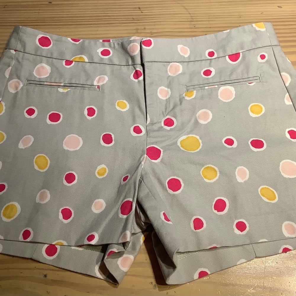 Gap Short Shorts Gray with Pink & Yellow Polka Dots size 0